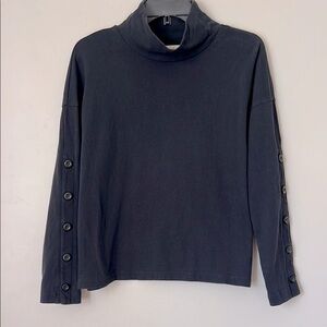 Madewell Mockneck Shirt with Buttons on Sleeves Black Small